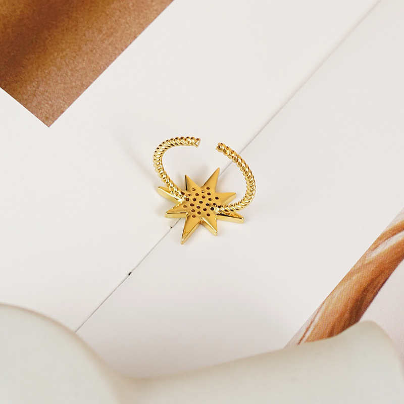 Gold Stack Twisted Ring Star Wrap Open Ring For Women