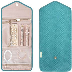 Travel Jewelry Organizer Roll Foldable Jewelry Case for Rings Necklaces - Sky Blue