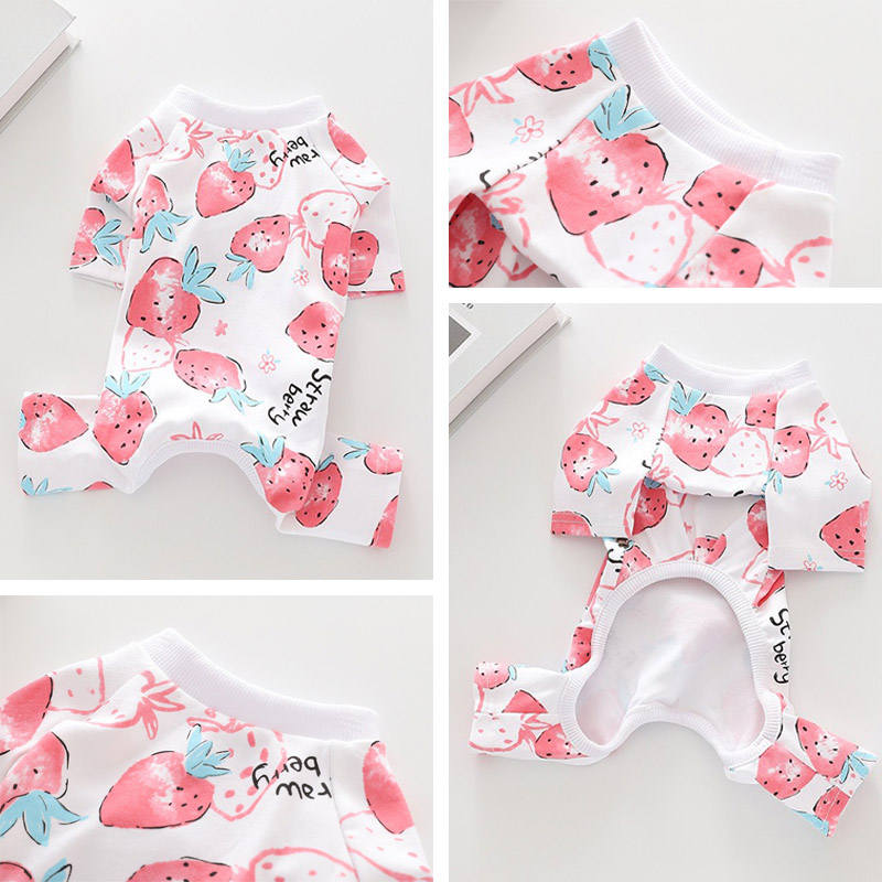 2 Pcs Puppy Pajamas Summer Breathable Cute 4 Legs Onesies for Small Dog