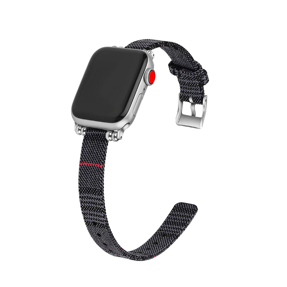 Slim Canvas Watch Band With Positioning Beads For Apple Watch SE/6/5/4/3/2/1(Dark Gray)