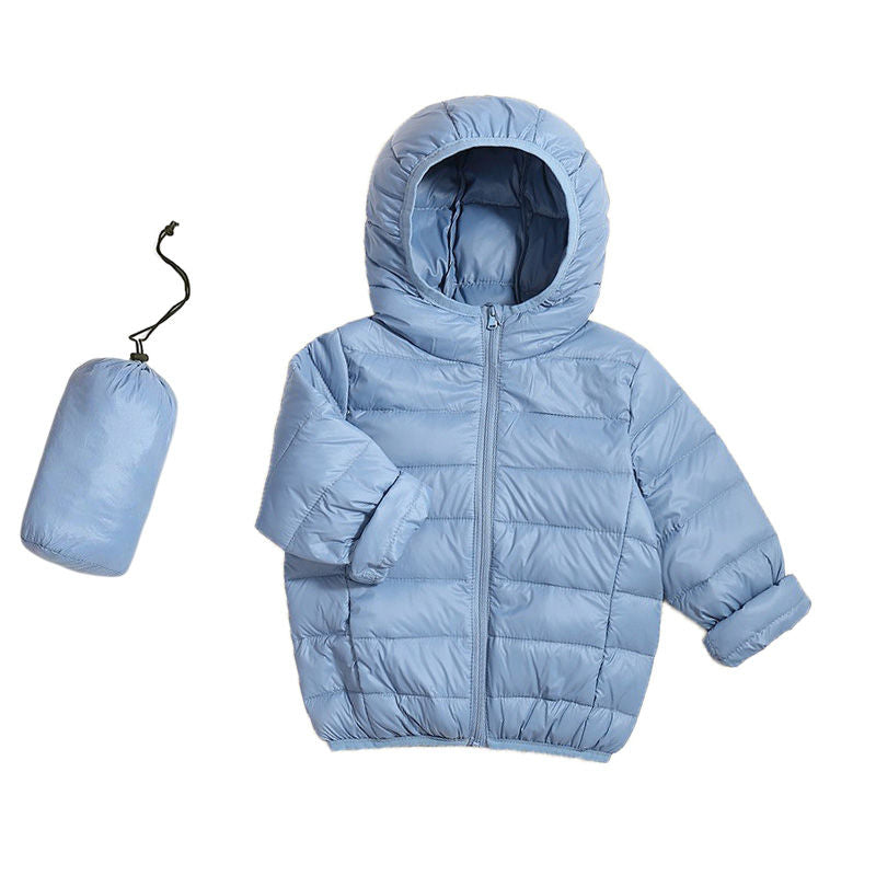 Baby Boys Girls Hooded Winter Lightweight Down Jacket Packable Down Coat-LightBlue