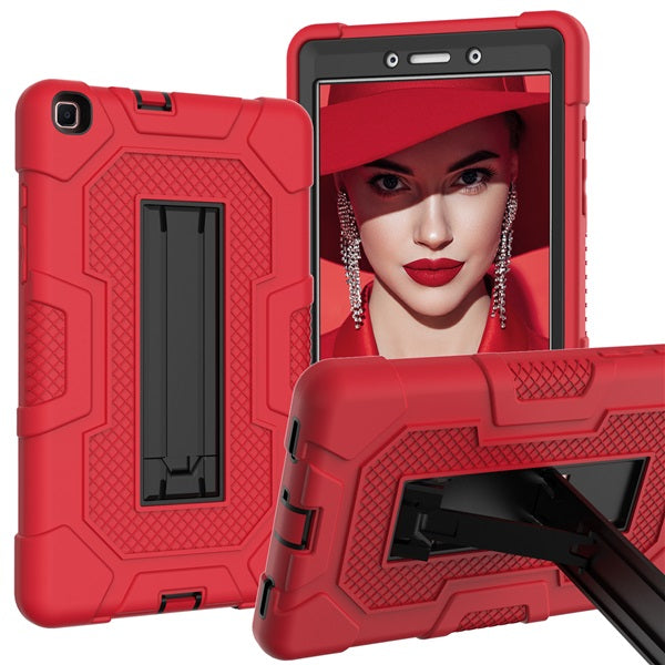 B3 Robot Tablet Case Silicone Shockproof Protective Stand Cover For Samsung Galaxy Tab A 8.0 T290/T295(2019)-Red&Black