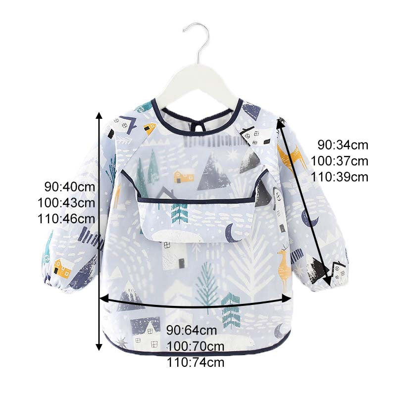 Kids Waterproof Art Smock Cartoon Long Sleeve Aprons with Bib-Jungle Hut