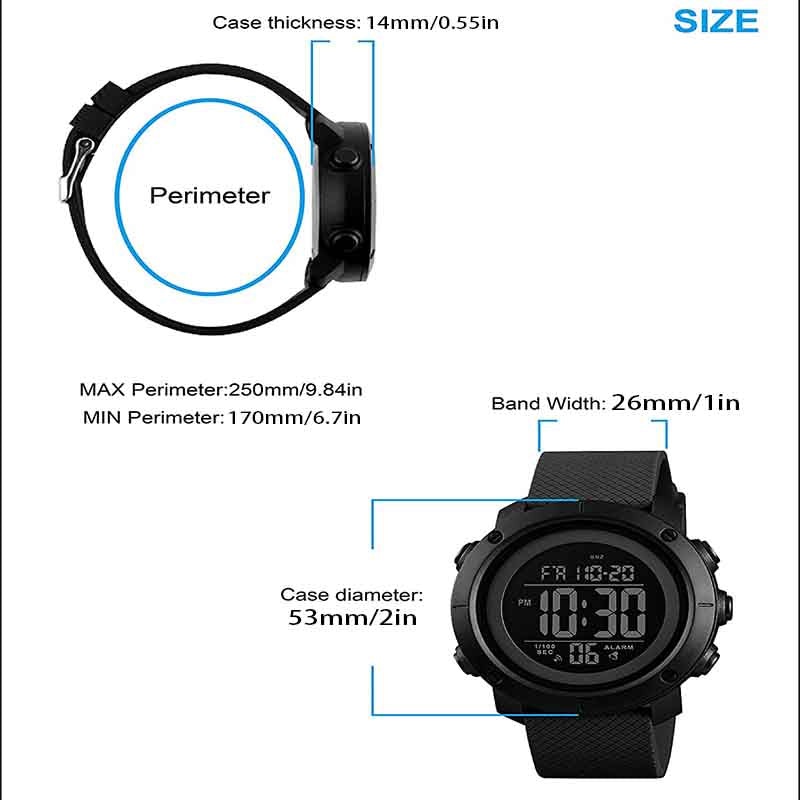 Digital Sports Watch Back Light Watch-Blue