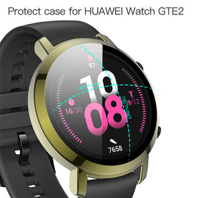 PC + Glass  Full Cover WatchCase For Huawei Watch GT 2 42MM 46MM-Gold