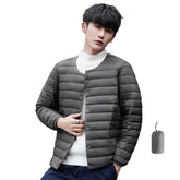 Mens Down Jacket Packable Lightweight Two Wear Waterproof Coat-Grey