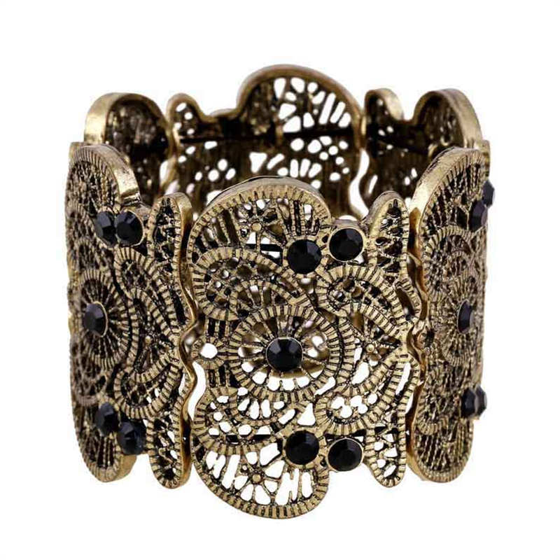 Womens Vintage Filigree Cuff Bangle Bracelet-Bronze