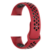 Double Color Porous Breathable Watch Band Silicone Wristband For Fitbit Charge 3 Sport Smartwatch -Red Black