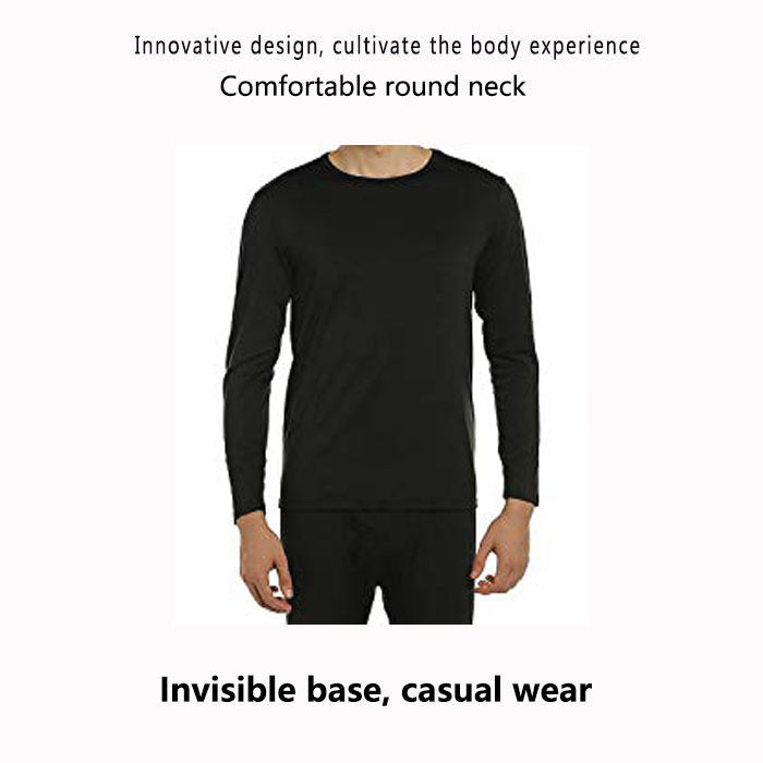 Men's Ultra Soft Autumn And Winter Thermal Underwear Fleece Lined Pajamas-Black