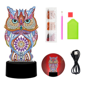 Diamond Painting Lamp,LED Number Painting Kits for Adults Home Decor Art Sets with Tools and USB Cable -Owl