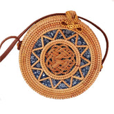 Women Round Rattan Crossbody Bags Handwoven Bohemian Shoulder Purse-Style 1