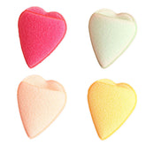 4 Pcs Heart-shaped Gentle Exfoliating Facial Sponges Reusable Makeup Puff