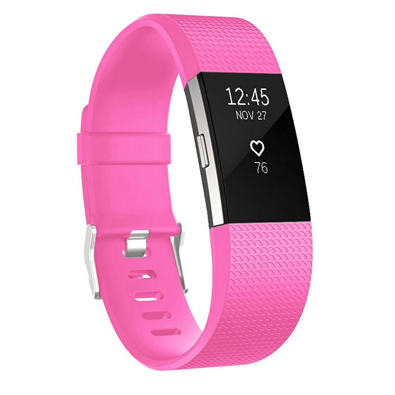 Replacement Strap For Fitbit Charge 2 Silicone Adjustable Sports Wristband-Rose Red