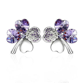 Pair of Four Leaf Clover Pin Brooch Womens Clothes Fashion Accessories-Violet