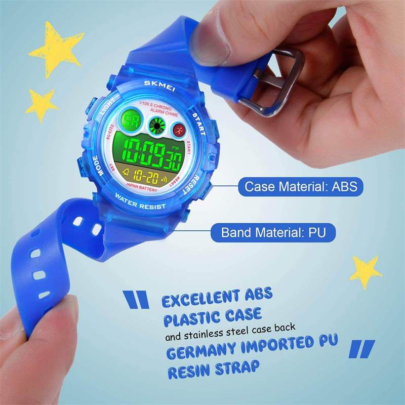 Kid Waterproof Electronic Multi Function Outdoor LED Watches-DarkBlue