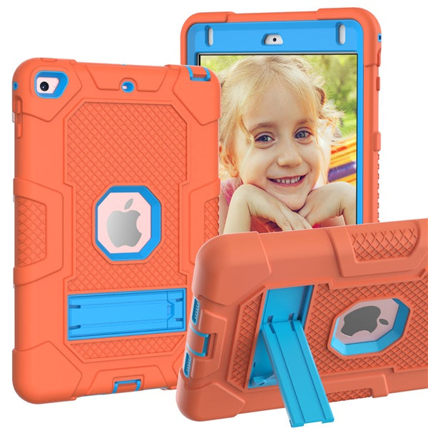 B3 Robot iPad Case Silicone Shockproof Protective Stand Cover For 7.9inch iPad Mini 4/5-Orange&Blue