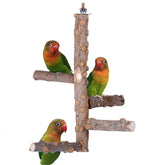 Bird Perch Natural Wood Stand for 3-4pcs Small Medium Parrots