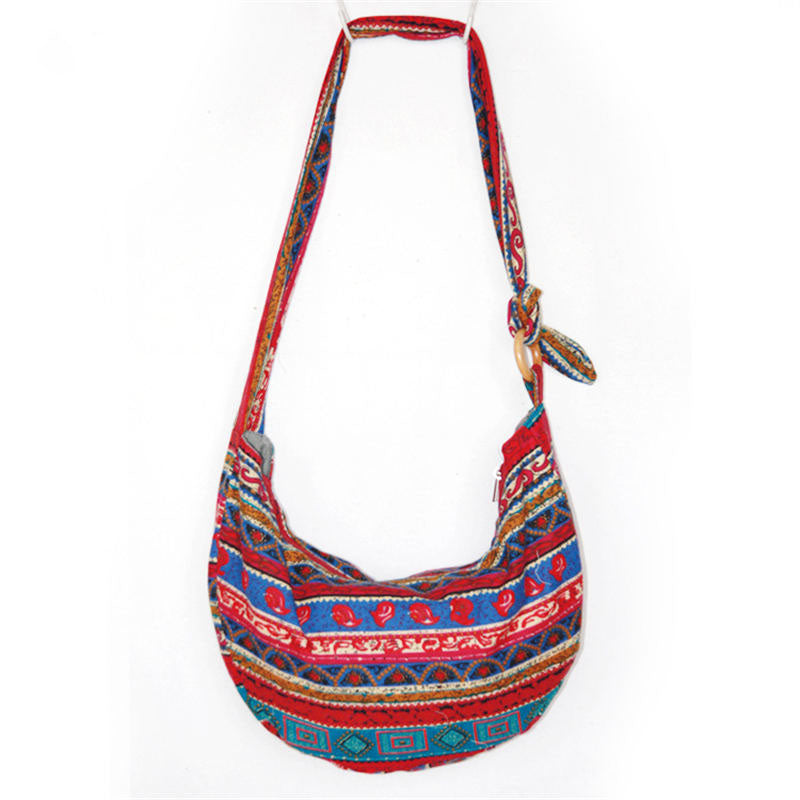 Womens Sling Crossbody Bag Ethnic Print Shoulder Bag with Adjustable Strap-B
