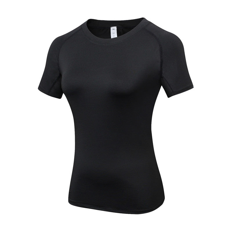 Adore Women Pro Short Sleeve T-Shirt Tight Elasticity Perspiration Quick Drying Yoga Tops For Training Running Fitness 2013-Black