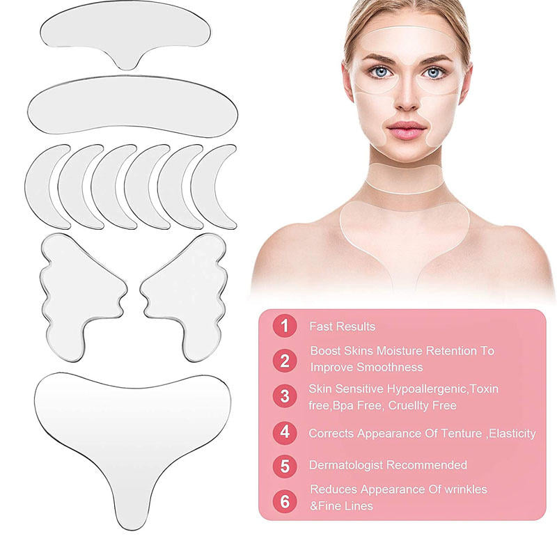 11 Pcs Reusable Silicone Chest Wrinkle Pads Neck Wrinkle Patches Pad