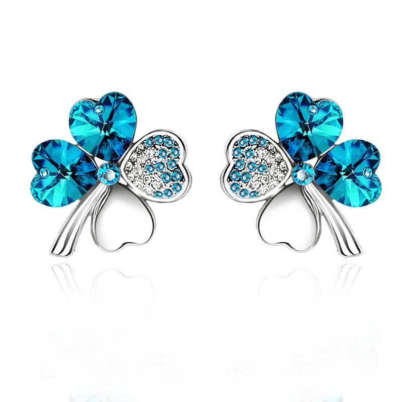 Pair of Four Leaf Clover Pin Brooch Womens Clothes Fashion Accessories-Peacock Blue