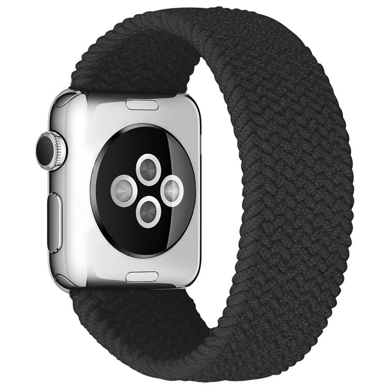 Sport Braided Solo Loop Strap Elastic Nylon Band for iWatch SE/6/5/4/3/2/1-Black