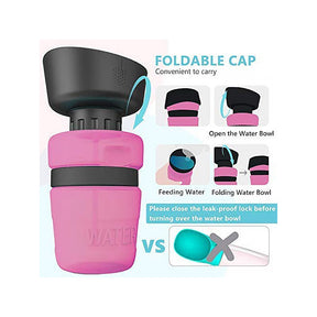 Pet Portable Water Bottles Safety Silicone Collapsible Bottle for Travel 520ML-Rose Red