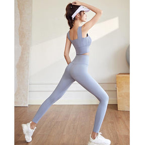 Womens Fleece Yoga Pant High Waisted Tummy Control Athletic Leggings-Light Blue