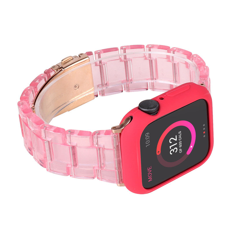 Fashion Resin Candy Watch Band + Watch Case For Apple Watch SE/6/5/4/3/2/1£¨Pink+Red£©