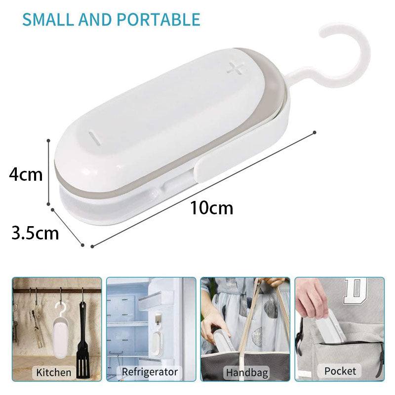 2Packs Portable Mini 2 in 1 Heat Seal and Cutter Mini Food Sealer For Plastic Bags Food Storage-White