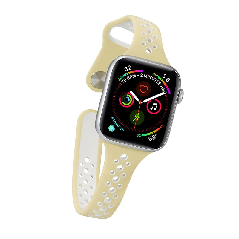 Nike Silicone Sport Breathable Watch For Apple iWatch Series-Yellow White