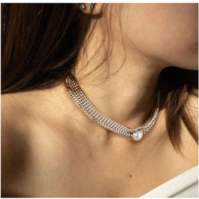 Simple Multilayer Pearl Pendant Necklace For Women