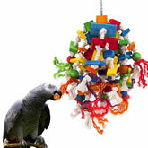 Multicolor Wooden Blocks Bird Tearing Toys for Cockatoos African Grey Macaws