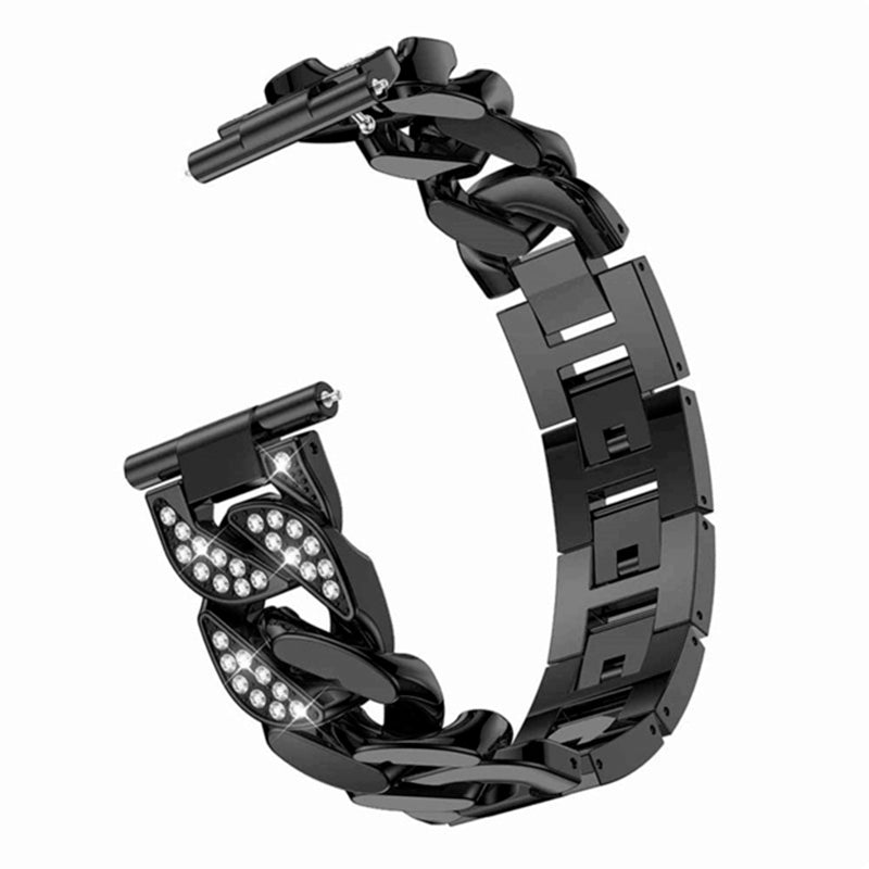 DPXZ 20MM Stainless Steel Bling Watch Band Quick Release Strap Replacement Wristband For Samsung For Women-Black
