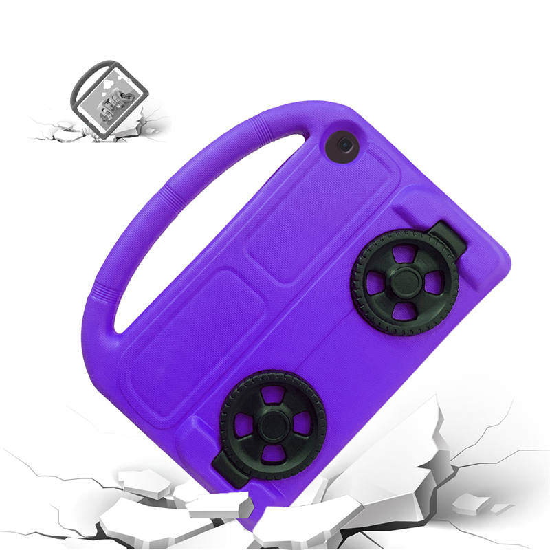 Wheel Samsung Tablet Case For Tab A 10.1 T510/T515(2019) Shockproof Stand Cover With Handle Stand-Purple