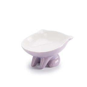 Raised Ceramic Cat Food Q Bowl Dish Tilt Angle Protect Cats Spine-Purple