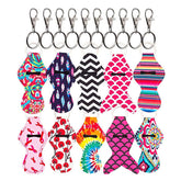 10 Pack Vibrant Chapstick Holder Keychain with 10 Metal Clip Cords-Multicolor