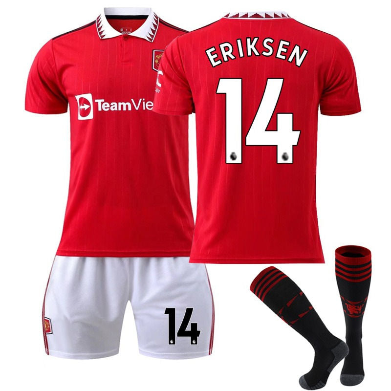 ERIKSEN #14 Manchester United F.C Home Jersey 2022/23 Soccer Jersey Set For Adult Kids