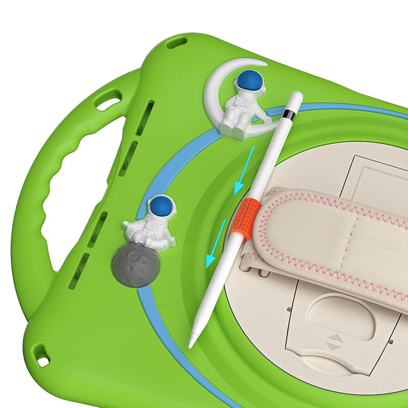 iPad Case Rugged Case with Handle Stand Shoulder Strap for iPad 10th 10.9 Inch 2022-Green