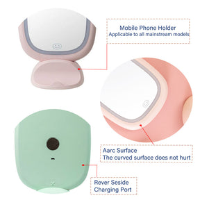 Home & LivingMakeup Mirror with Light Vanity Mirror Sided Cosmetic Mirror with Touch Powered-Green