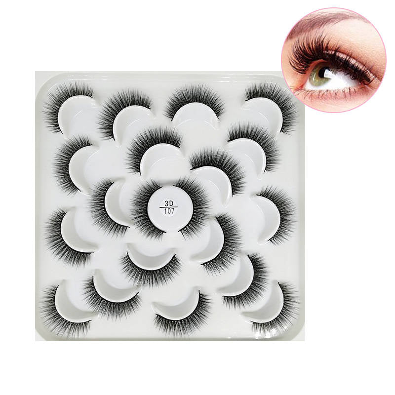 10 Pairs 3D False Eyelashes Reusable Wispy Cat Eye Natural Look Lashes-107