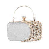 Womens Crystal Evening Clutch Bag Wedding Purse Party Bag-Silver