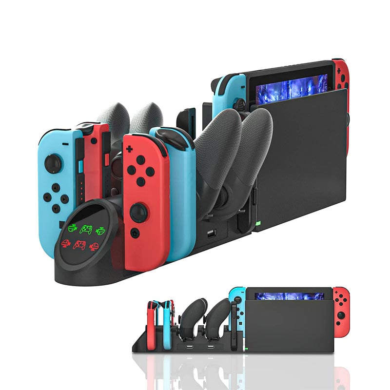 Charging Station with LED Indicator for Switch Joy Cons and Pro Controllers