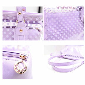 Candy Color PVC Clear Shoulder Bag Beach Tote Bag-Blue