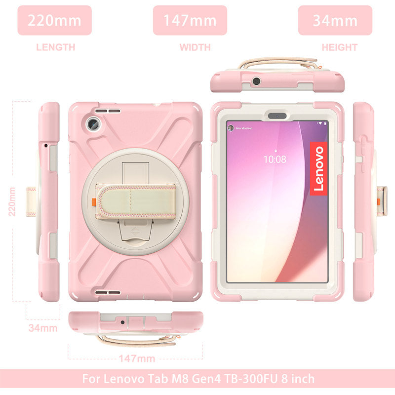 Tablet Case Heavy Duty with Swivel Stand for Lenovo Tab M8 4th Gen-SakuraPink