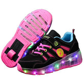 Roller Shoes Girls Boys Flashing Sneakers Outdoor Skates-Pink