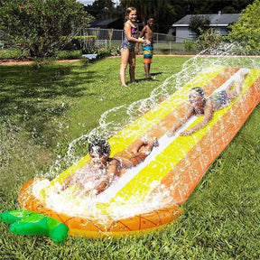 16ft Inflatable Water Splash Lawn Slide with Surfboards for Backyard and Outdoor-Pineapple