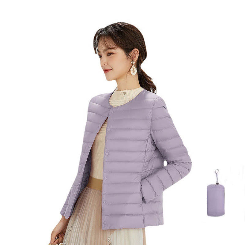 Womens Down Jacket Packable Lightweight Two Wear Waterproof Coat-LightPurple