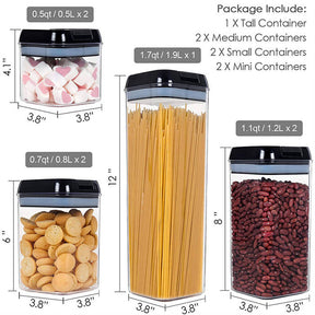 7 Pieces Plastic Food Storage Containers with Easy Lock Lids for Kitchen Pantry Organization and Storage -Black Lid