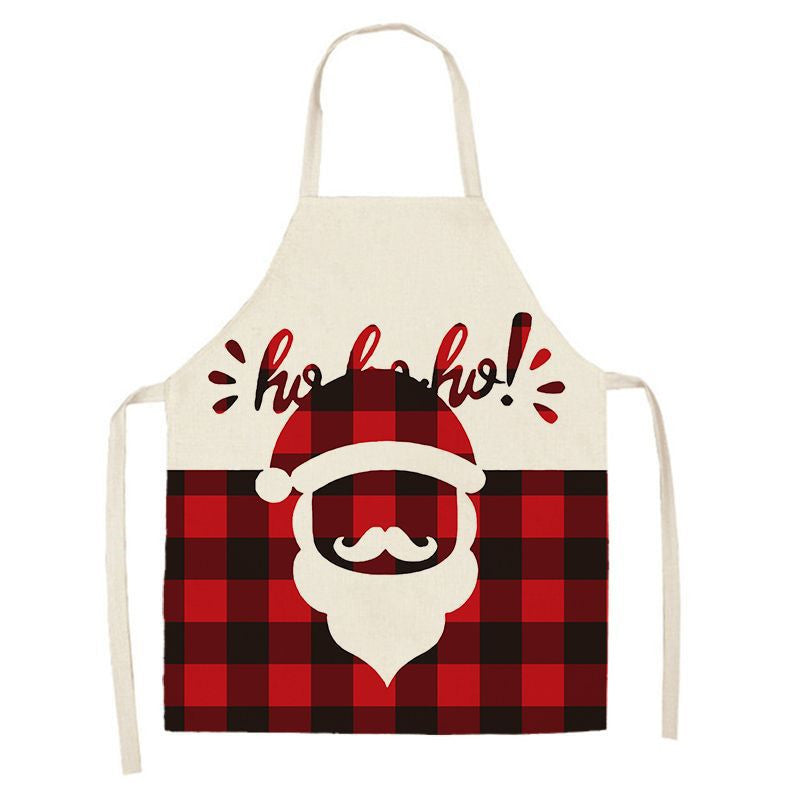 Black and Red Plaid Christmas Apron for Home Kitchen Cooking-A19